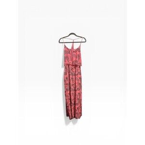 Line Up Pineapple Maxi Dress Women's Large in Coral Flowy Vacation Resortwear